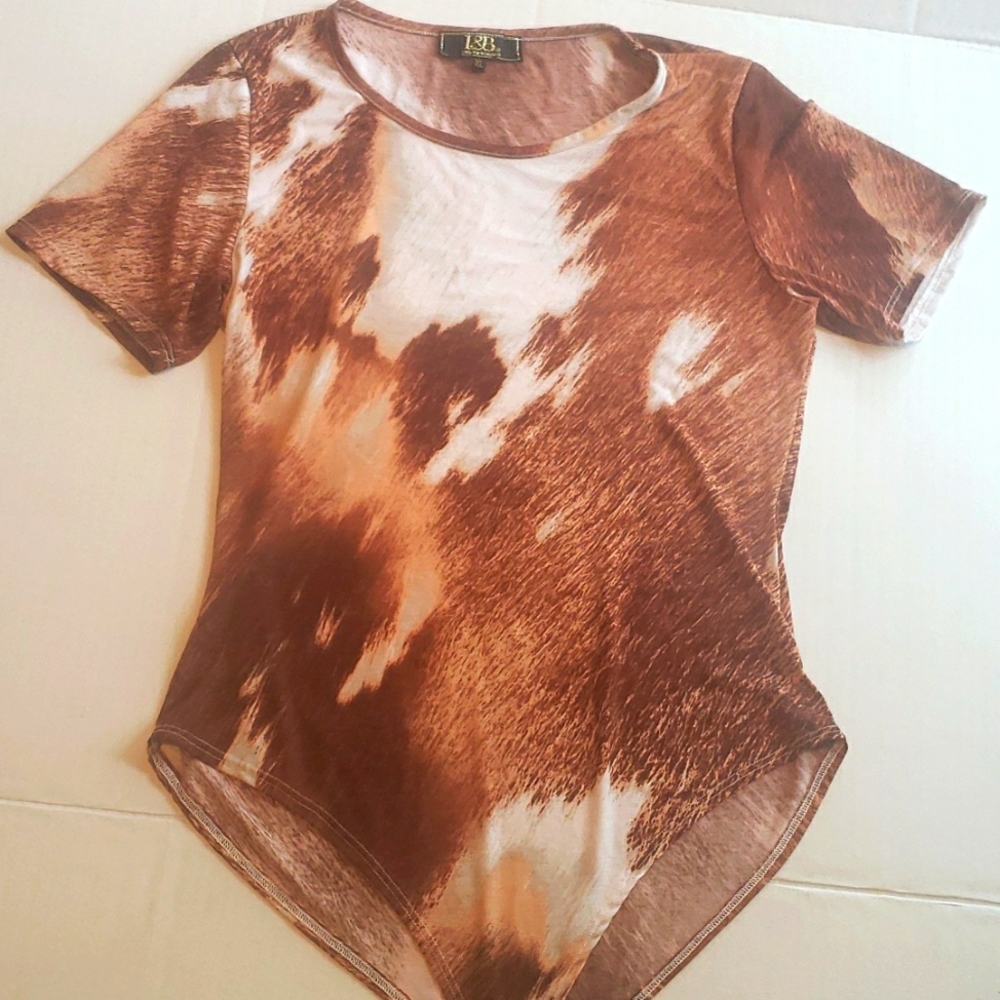 L&B Brown and Cream Bodysuit